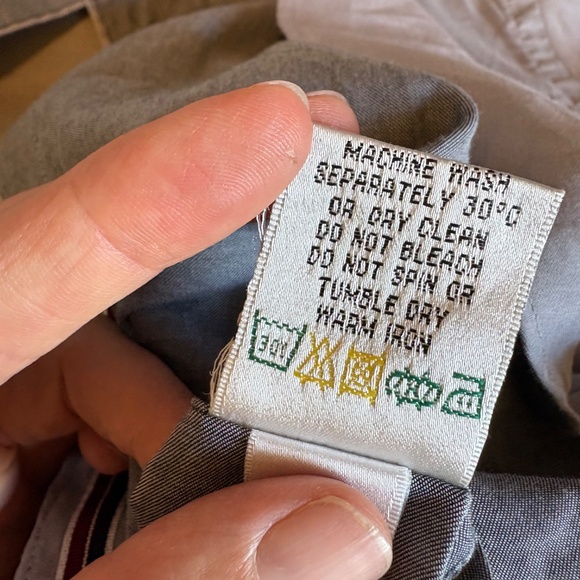 Bugatchi Men's Gray Shaped Fit Button Down Shirt Size Large with Ribbon Detail - Picture 6 of 7